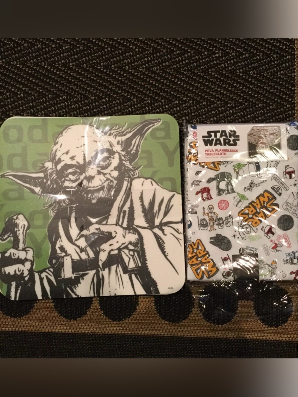 Star Wars Bundle-  PEVA Flannel 70” round tablecloth and 4 pack placemats NWT